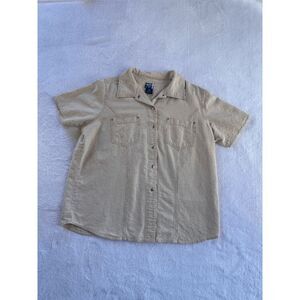Venezia Jeans Linen & Cotton Blend Short Sleeve Button Up Shirt Size 12/14